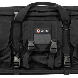 GPS Bags DRC42 Double Rifle Case Black 600D Polyester w/ 2 Padded Pistol Sleeves MOLLE Webbing & Lockable Zippers