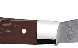 Case 00135 Trapper Slimline 3.25" Folding Clip Point Plain Mirror Polished Tru-Sharp SS Blade, Brown Jigged Synthetic Handle