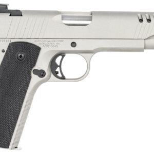 Auto-Ordnance 1911TCAC6 1911 A1  45 ACP 7+1 5" Savage Silver Cerakoate, Serrated/Ported Slide,  Black Rubber Grips, Fixed 3-Dot Combat Day Sights