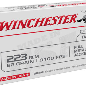 Winchester Ammo W223FMJ62 USA 223Rem 62gr Full Metal Jacket 20 Per Box/50 Case