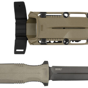S.O.G SOG17610257 Pentagon FX 4.77" Fixed Spear Point Plain Black Titanium Nitride Cryo CPM S35VN Blade/G10 FLat Dark Earth Handle