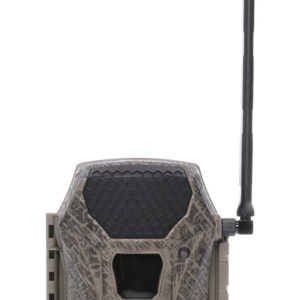 Trail camera with camouflage design and external antenna for wildlife monitoring and outdoor securit.