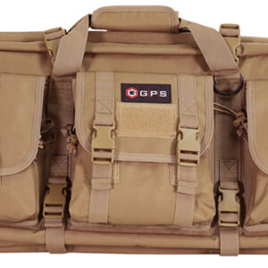 GPS Bags DRC36FDE Double Rifle Case 36" Flat Dark Earth 600D Polyester w/ 2 Padded Pistol Sleeves MOLLE Webbing & Lockable Zippers