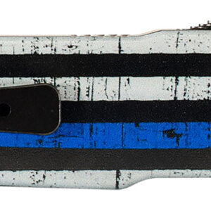 Templar Knife MABTB12 Premium LW We Back You Slim 3.25" OTF Dagger Plain Black Oxide Stonewashed D2 Steel Blade, 5" Black & White w/Blue Line Aluminum Handle