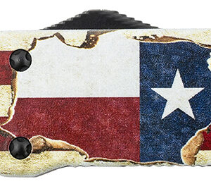 Templar Knife LZTX121 Premium Weighted Texan Large 3.55" OTF Dagger Plain Black Oxide Stonewashed D2 Steel Blade, 5.25" Red/White/Blue w/"The LONE STAR State" Aluminum Zinc Alloy Handle