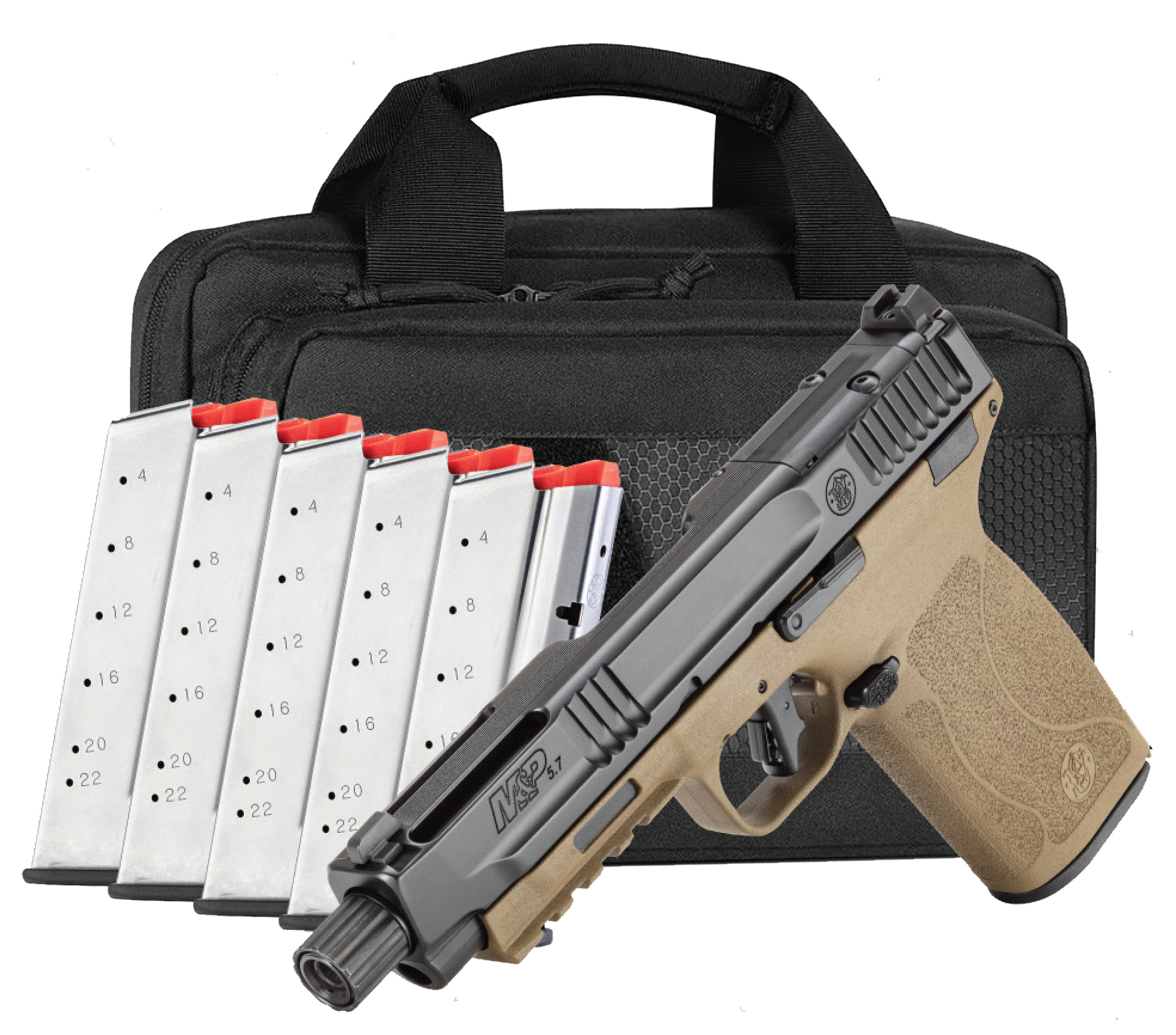 SMITH AND WESSON M&P5.7 OR 5.7X28 BK/FDE TB PKG