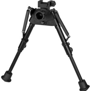 Harris Bipods S-BRP Swivel BR Picatinny, 6-9", Black Steel/Aluminum, Rubber Feet