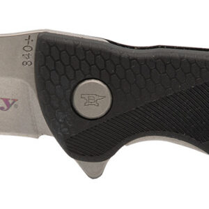 Hornady 99143   Folding Plain Satin w Laser Engraved Logo 420HC SS Blade Black GFN Handle Includes Pocket Clip