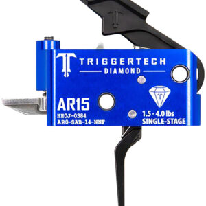 Triggertech Diamond AR15 trigger with blue finish and single-stage design.