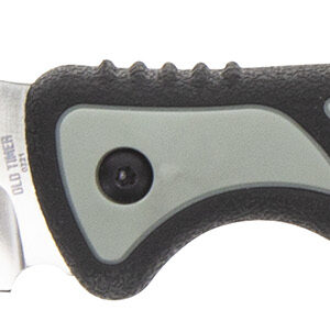 Old Timer 1137138 Trail Boss  3.70" Fixed Gut Hook Plain Stainless Steel Blade, TPE Handle Includes Sheath
