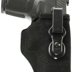 Sig Sauer P320 handgun in a black holster.