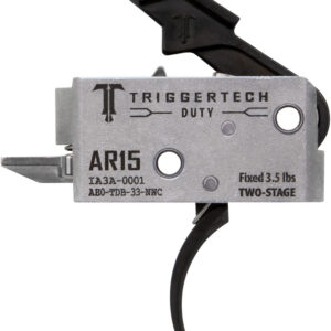 Triggertech AR15 Duty trigger with black finish, two-stage design, and 3.5 lbs pull weight. Ideal fo.