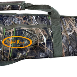 Camouflage-patterned gun case for rifles and shotguns, durable and secure.