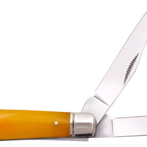 Cold Steel CSFLMTRPRY Trapper  Mini 2.60"/2.70" Folding Clip/Spey Plain 3Cr13MoV SS Blade/Yellow w/Polished Bolsters Bone Handle