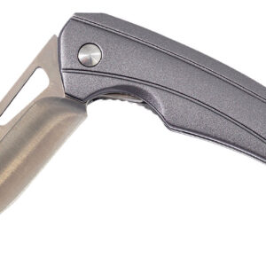 Smiths Products 51246 Istana  2.75" Folding Drop Point Plain Satin 400 SS Blade/Gray Anodized Aluminum Handle Includes Pocket Clip