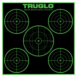 TruGlo TG11A25 Tru-See 5-Bull Target Self-Adhesive Heavy Paper Black/Green 12"x12" 5-Bullseye 25 Pack