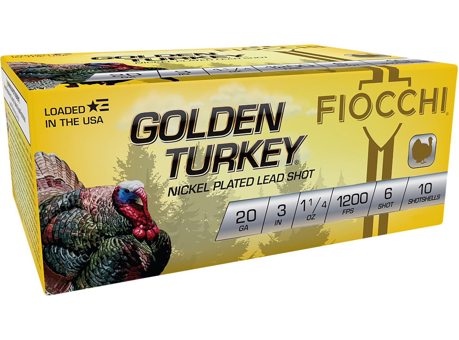 Fiocchi 203TRKC6 Golden Turkey 20Gauge 3" 1 1/4oz 6Shot 10 Per Box/10 Case