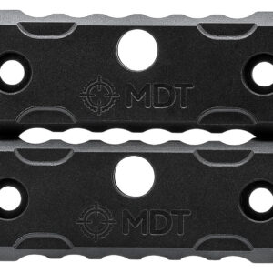 MDT scope mount plates for firearms, black metal, precision gun accessories.