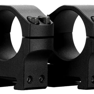 Durable black scope mounts for rifles, easy to install.
