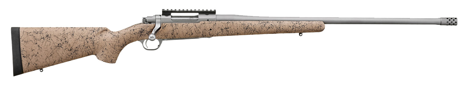 Ruger 57157 Hawkeye FTW Hunter Full Size 375 Ruger 3+1 22" Matte Stainless Steel Threaded Barrel, Picatinny Rail Stainless Steel Receiver, Speckled Tan/Black HS Precision Synthetic Stock
