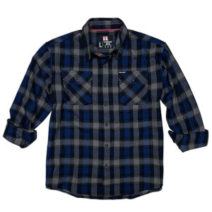 Hornady Gear 32203 Flannel Shirt Large Navy/Black/Gray, Cotton/Polyester, Relaxed Fit Button Up