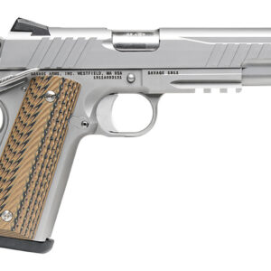 Savage Arms 67209 1911 Government 9mm Luger 10+1 5" Stainless Target Crown Steel Barrel, Serrated Stainless Steel Slide & Frame w/Beavertail & Picatinny Rail, Hyena Brown G10 Grip, Ambidextrous