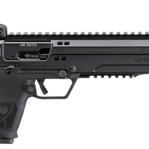 Rifle with adjustable stock and rail system for tactical shooting.