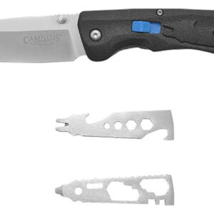 Camillus 19368 Inject  3.25" Folding Drop Point Silver Carbonitride Titanium D2 Steel Blade, Black Textured Carbon Fiber Handle