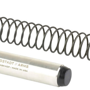 Gun cleaning brush and solvent container for firearm maintenance.
