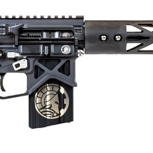 Modern tactical rifle with adjustable stock and rail system for precision shooting.