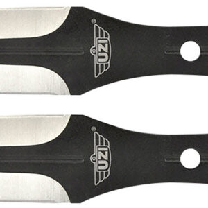 Uzi Accessories UZKTRWTZP Throwing Knives  Two Fixed Plain Black/Silver Stainless Steel Blade, Black Stainless Steel Handle, Includes Nylon Holster