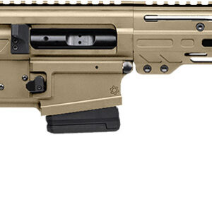 Tactical rifle with adjustable stock, rail system, and precision barrel for firearm enthusiasts.