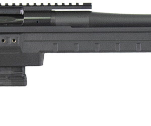 Bolt-action rifle with scope and adjustable stock for hunting and shooting sports.