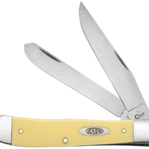 Case 30114 Trapper  Folding Clip Point/Spey Plain Mirror Polished Carbon Steel Blade/Smooth Yellow Synthetic Handle