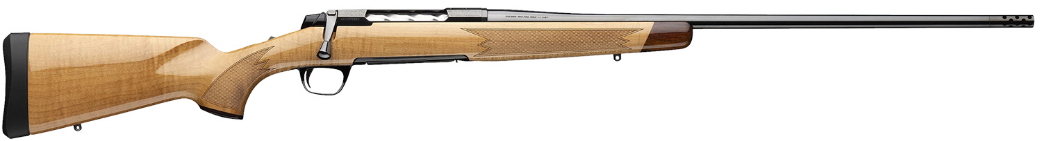 Browning 036080298 X-Bolt 2 Medallion 7mm PRC 3+1 24" Blue Polished Threaded Barrel & Drilled & Tapped Carbon Steel Receiver, Fixed Gloss AAAA Maple Wood Stock, Radial Muzzle Brake