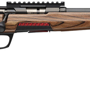 Bolt-action rifle with wooden stock and long barrel for precision shooting.