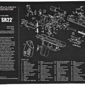 TekMat TEKR17RUGERSR22 Ruger SR22 Cleaning Mat Black/White Rubber 11"x17" Ruger SR22 Parts Diagram