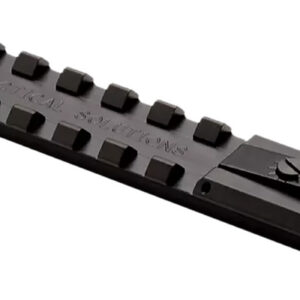 Gun rail mount with Picatinny rail system for attaching accessories.
