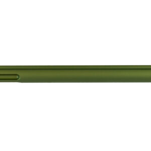 Tactical pen in olive drab green with black clip for durability and style.