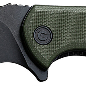 Civivi Knives C18026C-1 Praxis  Mini 2.98" Folding Drop Point Plain Black Stonewashed D2 Steel Blade, OD Green Textured G10 Handle