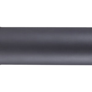 Suppressor for rifles with a sleek, matte black finish.