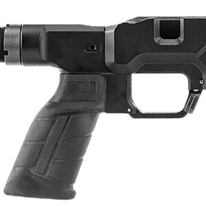 Tactical rifle with adjustable stock and ergonomic grip for precision shooting.