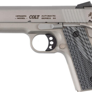 Colt Mfg O9840XE Officer Lightweight 45 ACP 7+1 4.25" Stainless Steel Barrel, Stainless Cerakote Stainless Steel Serrated Slide, Stainless Cerakote Aluminum Frame w/Beavertail, Black/Gray G10 Grip