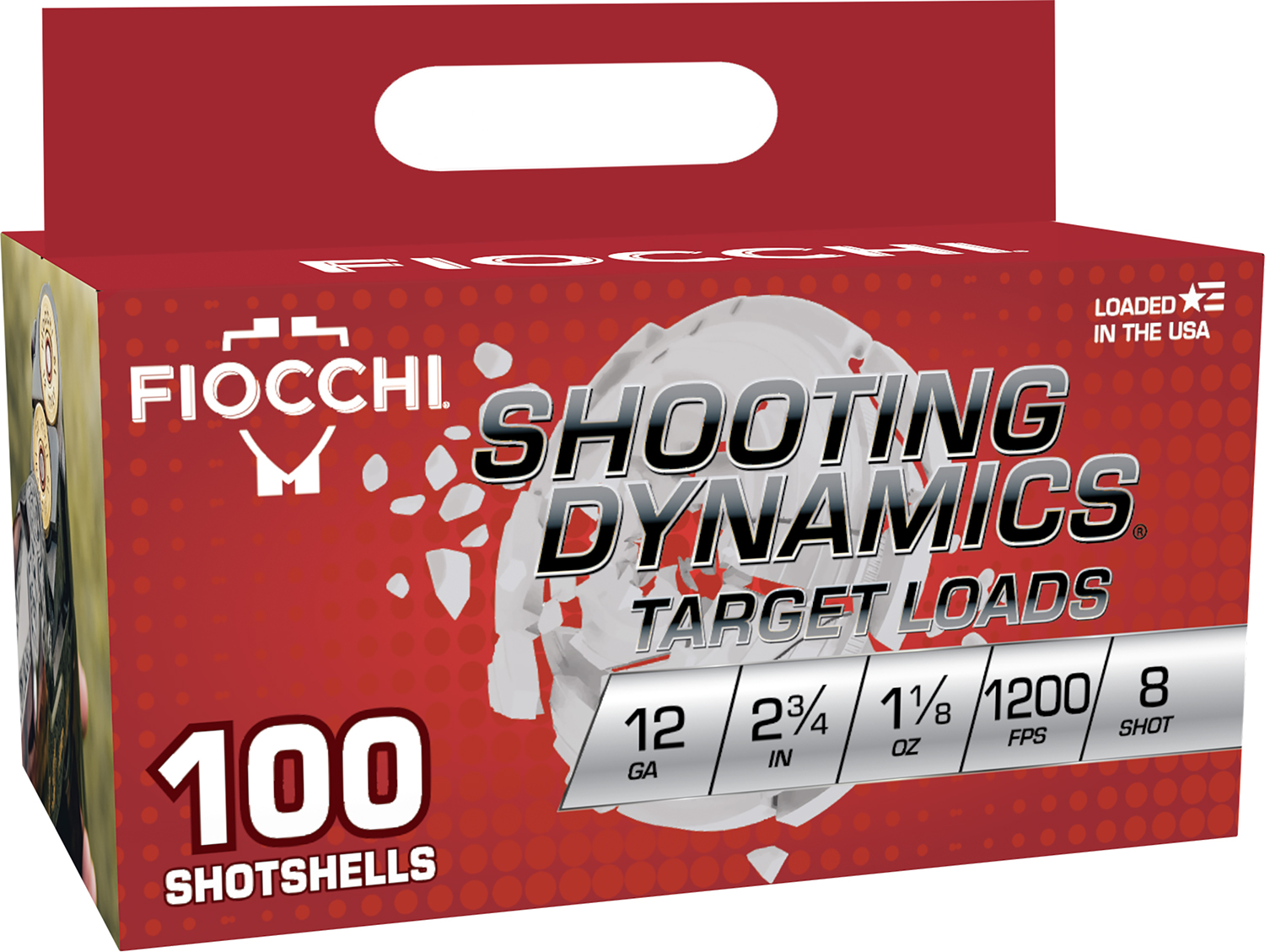 Fiocchi 12SDB188 Shooting Dynamics 12Gauge 2.75" 1 1/8oz 8Shot 100 Per Box/2 Case