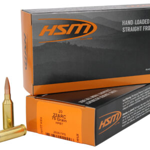 HSM 22ARC1N Varmint  22ARC 75gr Hollow Point Boat Tail 20 Per Box/25 Case