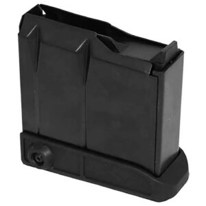 Durable black firearm magazine with a secure base for reliable ammunition feeding.