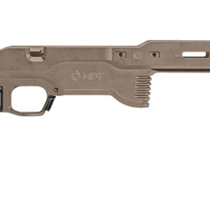 Modern sniper rifle with adjustable stock and long barrel for precision shooting.