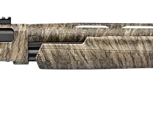 Rifle with camouflage finish and scope for hunting and shooting.