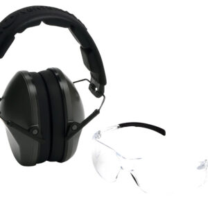Pyramex VGCOMBO310  Earmuff/Glasses Combo Kit Over the Head Clear Lens Wraparound Clear Frame