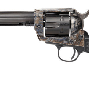 Taylors & Company 200110 1873 Pietta 9mm Luger 6 Shot 5.50" Blued Round Barrel, Blued Cylinder, Color Case Hardened Steel Frame, Black Checkered Plastic Navy Grip, Manual Safety, Exposed Hammer